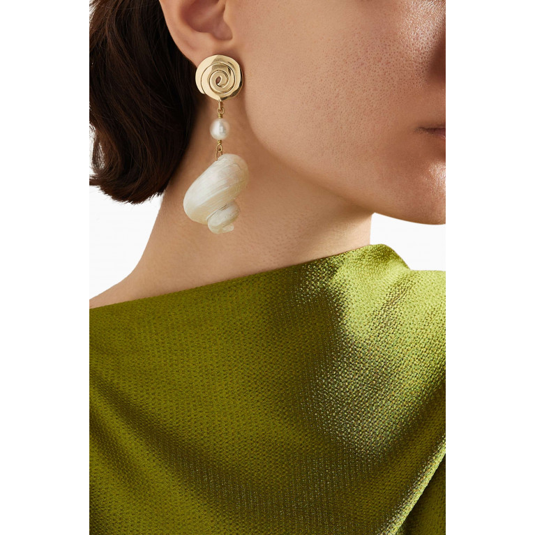 Luiny - Spiral Caracol Single Earring in Brass