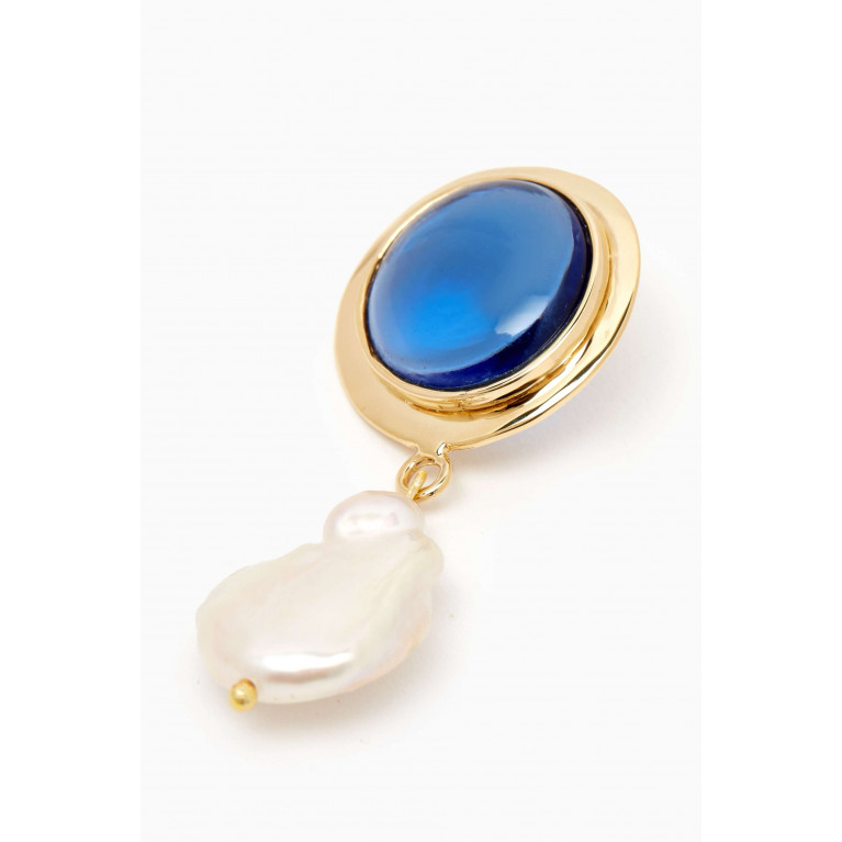 Luiny - Dome & Perla Single Earring in Brass Blue