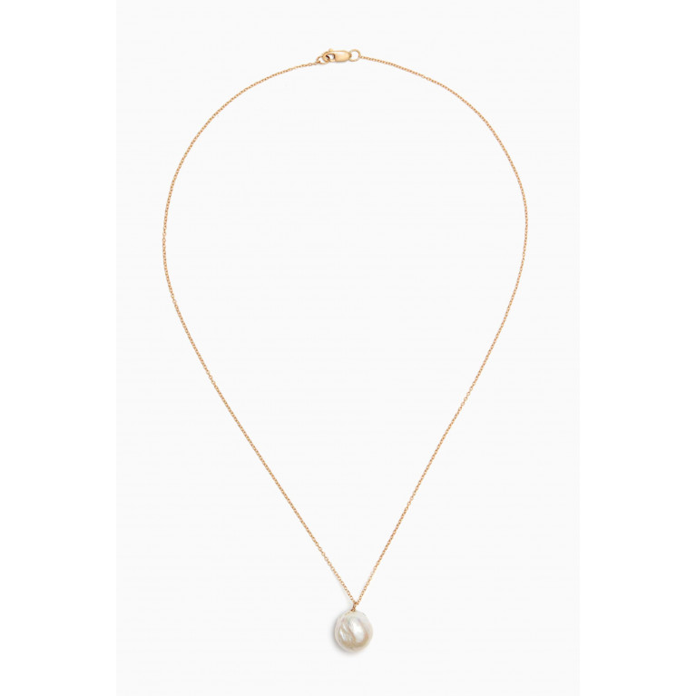 Luiny - Floating Pearl Chain Necklace in Gold-filled metal