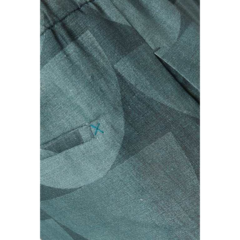 Marane - Las Garzas Geometric Print Shorts in Linen