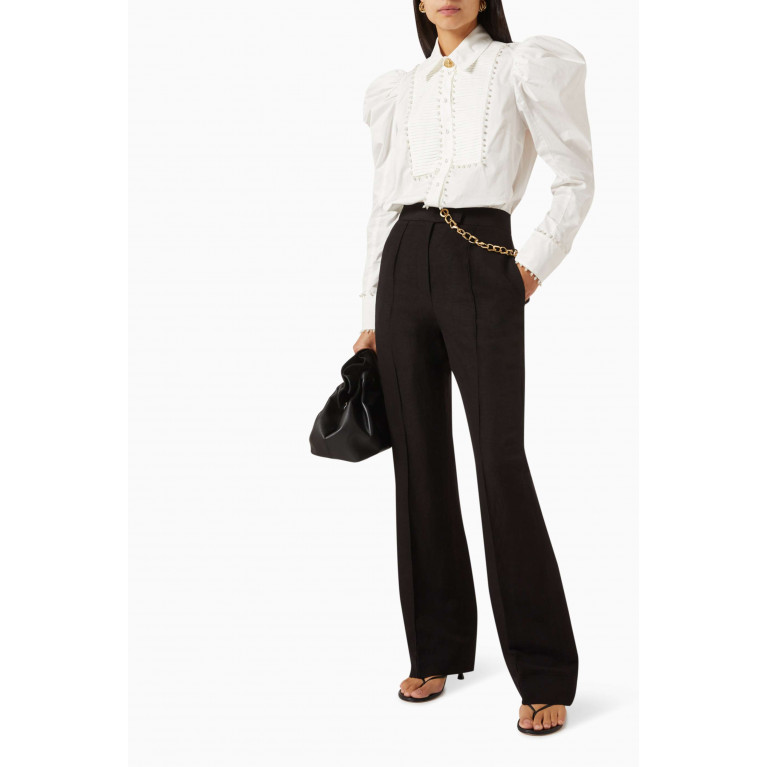 Aje - Opal Flared Chain Link Pants in Linen