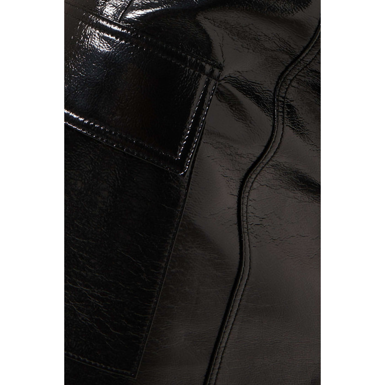 LVIR - Cargo Mini Skirt in Glossy Faux-leather Black