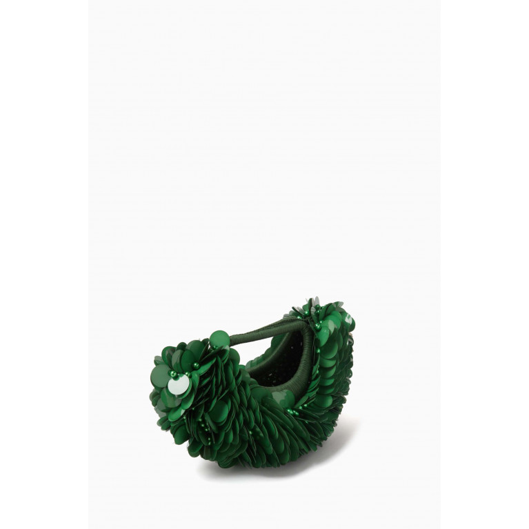 VANINA - Small Hermaphrodite Clutch in Pearls and Sequins Green