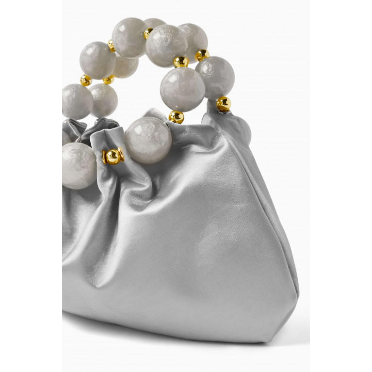 VANINA - Julie Top Handle Bag in Satin Silver