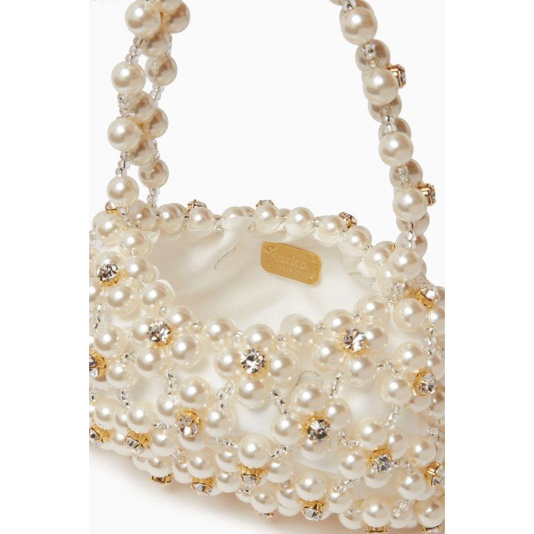 VANINA - Anemones Top Handle Bag in Swarovski Crystals and Pearls