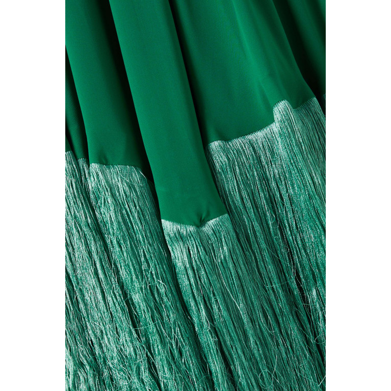 Hue - Ruffles Tassel Maxi Dress in Crepe