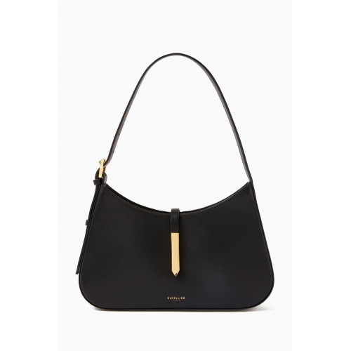 Demellier - Small Tokyo Hobo Shoulder Bag in Smooth Leather Black