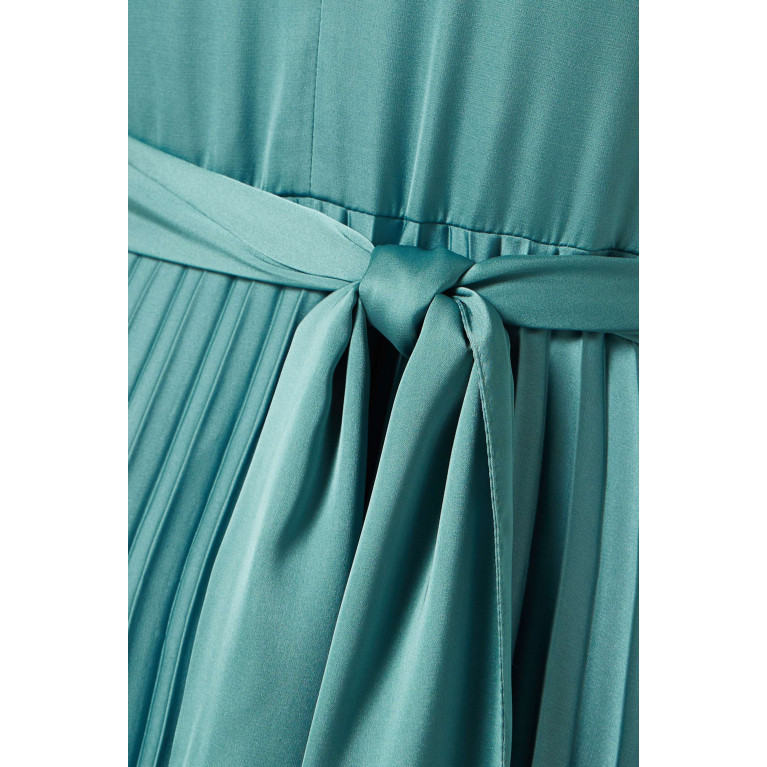 NASS - Pleated Maxi Dress in Satin Green