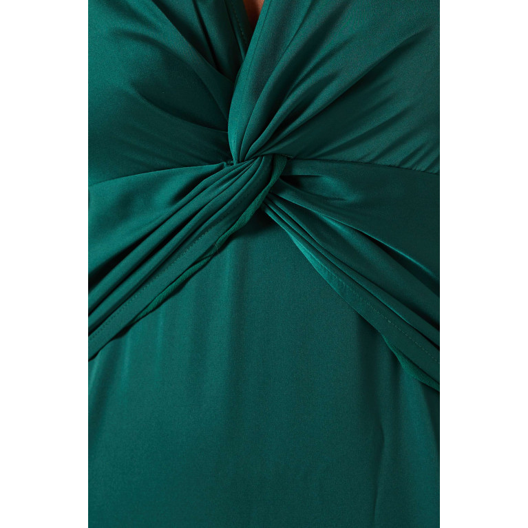 NASS - Twisted Flared Maxi Dress in Satin Green