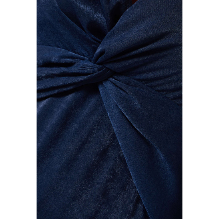 NASS - Twisted Flared Maxi Dress in Satin Blue
