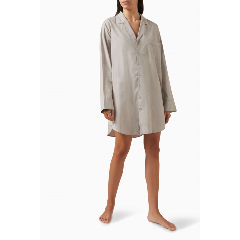 SKIMS - Cotton Poplin Sleep Button Up Shirt SILVER