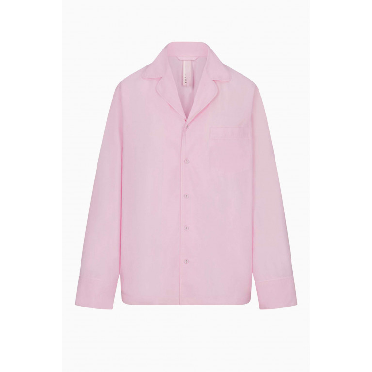 SKIMS - Cotton Poplin Sleep Button Up Shirt Baby Pink Multi