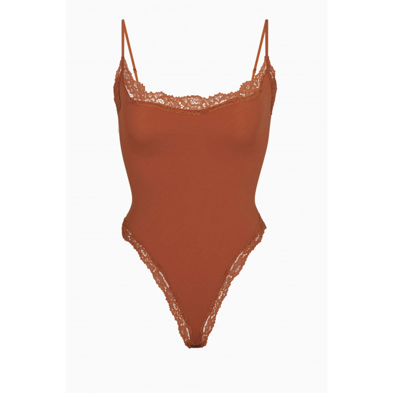 SKIMS - Fits Everybody Corded Lace Cami Bodysuit BRONZE