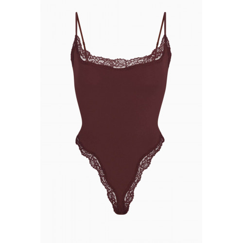 SKIMS - Fits Everybody Corded Lace Cami Bodysuit Brown