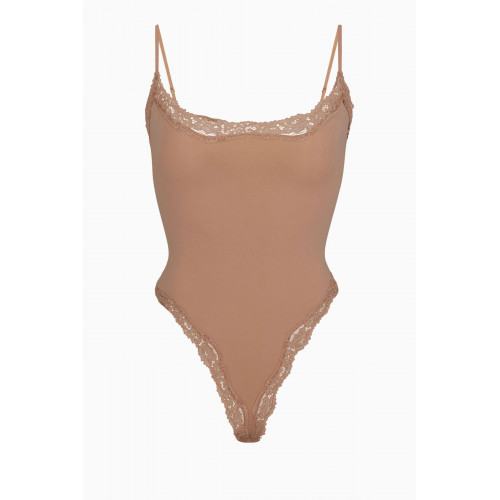 SKIMS - Fits Everybody Corded Lace Cami Bodysuit Brown