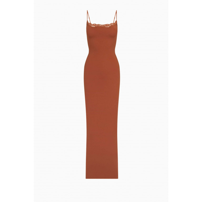 SKIMS - Fits Everybody Corded Lace Long Slip Dress Bronze