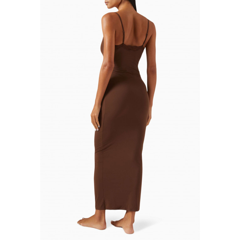 SKIMS - Fits Everybody Corded Lace Long Slip Dress COCOA