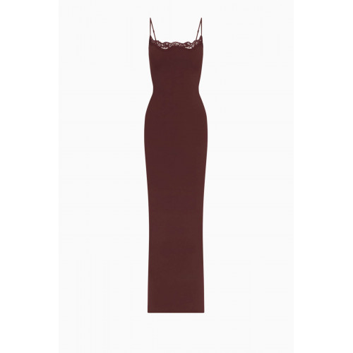SKIMS - Fits Everybody Corded Lace Long Slip Dress COCOA
