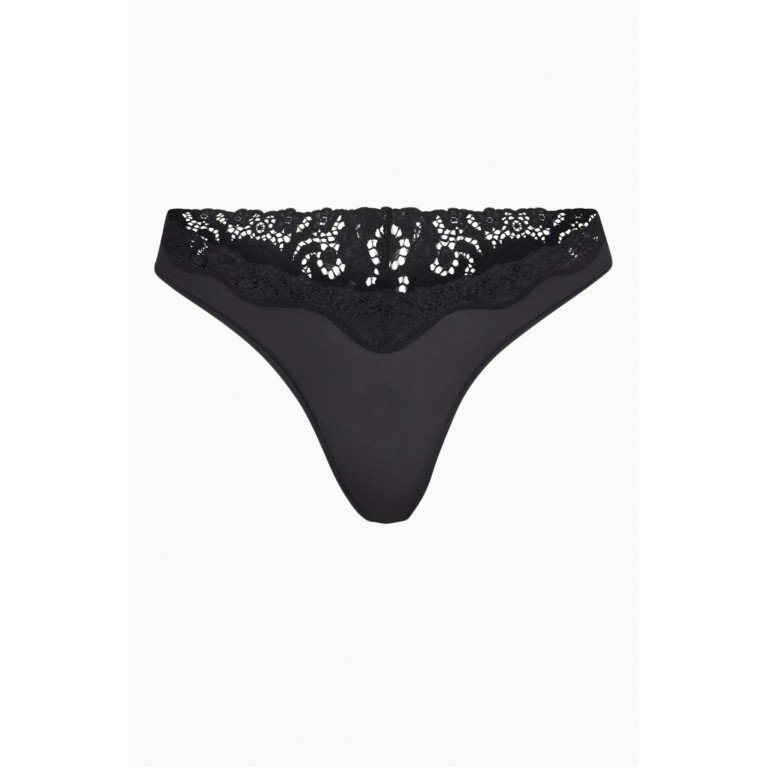 SKIMS - Fits Everybody Corded Lace Dipped Thong ONYX