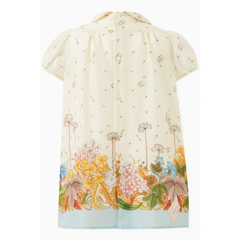 Gucci - Floral-motif Pleated Dress in Cotton