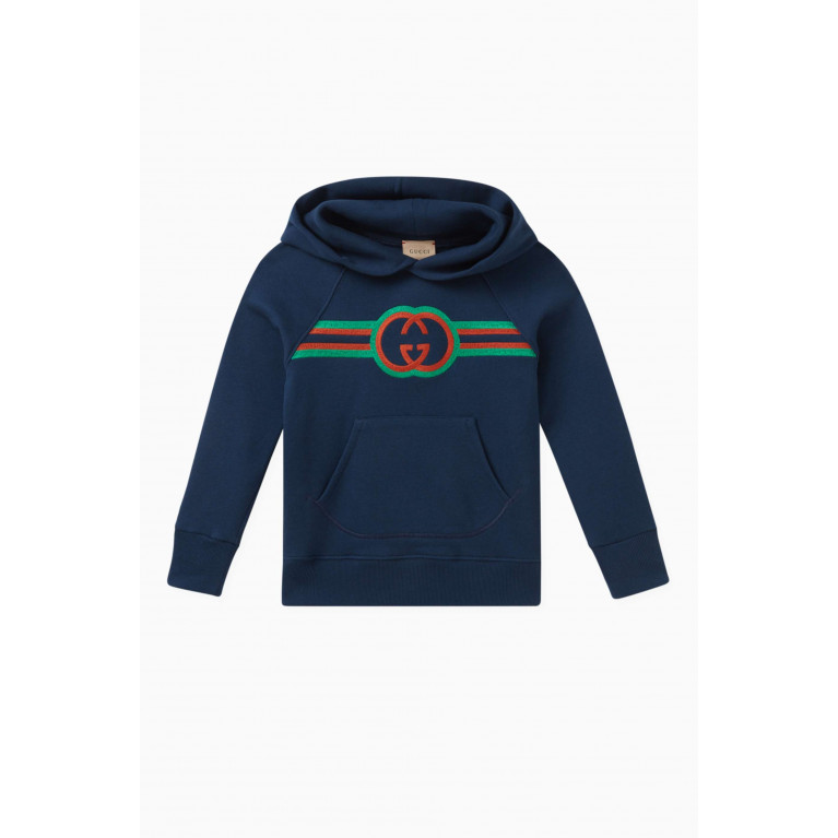 Gucci - Logo-motif Hooded Sweatshirt in Cotton