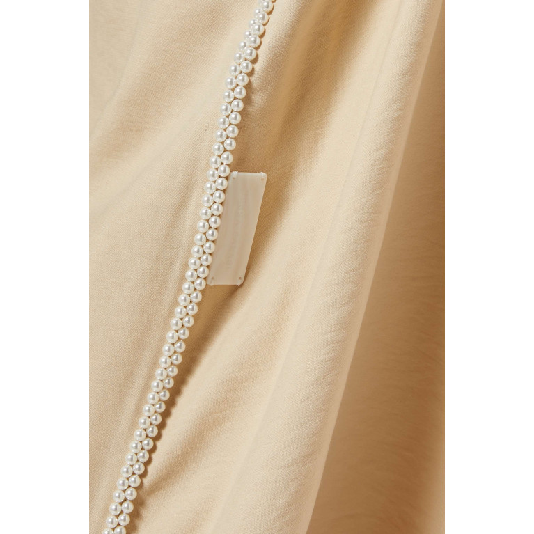 Hessa Falasi - Embellished Notch-collar Abaya in Crush Cotton