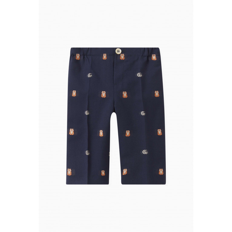 Gucci - Logo-embroidered Pants in Wool-blend