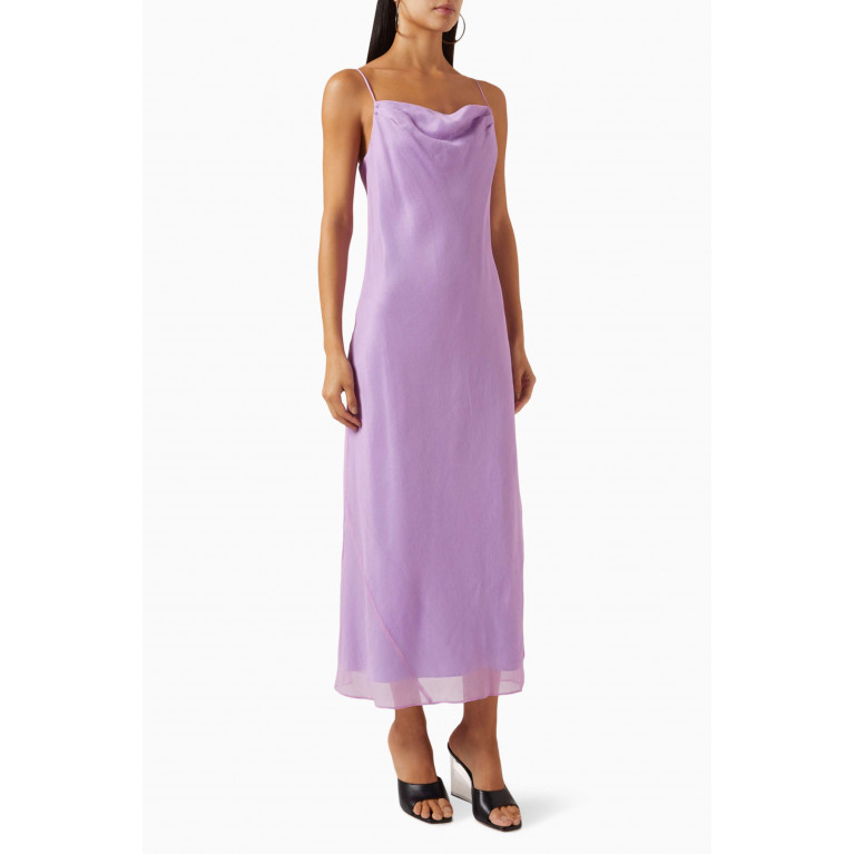 Vince - Crinkle Cowl-neck Maxi Dress in Silk