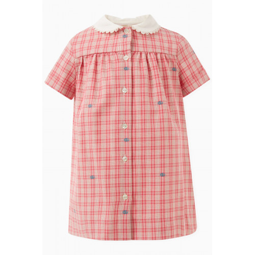Gucci - Checked Logo-detail Dress in Cotton