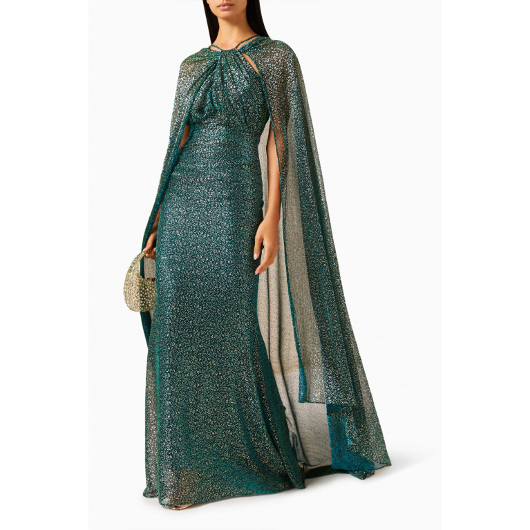 Talbot Runhof - Embellished Cape Gown