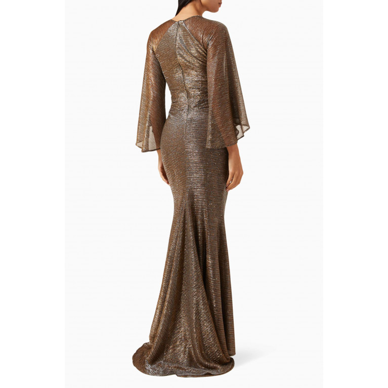Talbot Runhof - Pleated Sequin-embellished Gown in Metallic-voile