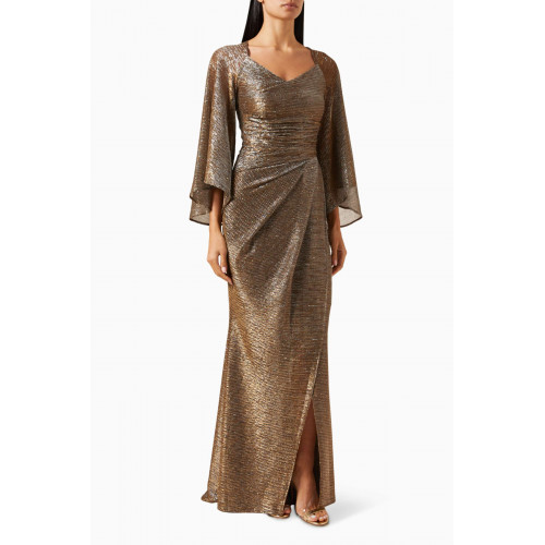 Talbot Runhof - Pleated Sequin-embellished Gown in Metallic-voile