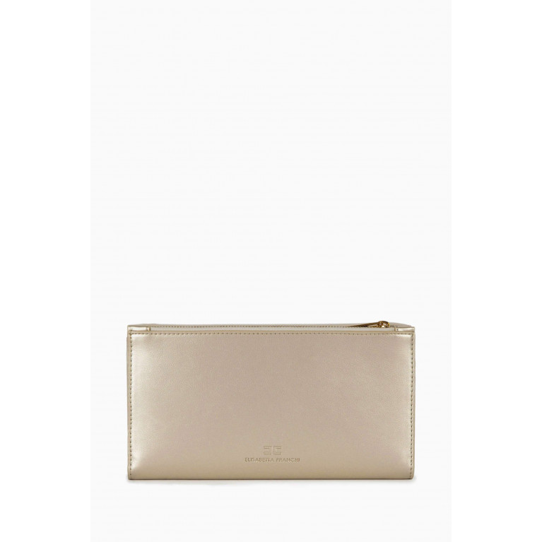 Elisabetta Franchi - Deep Night Maxi Wallet in Faux Leather Gold