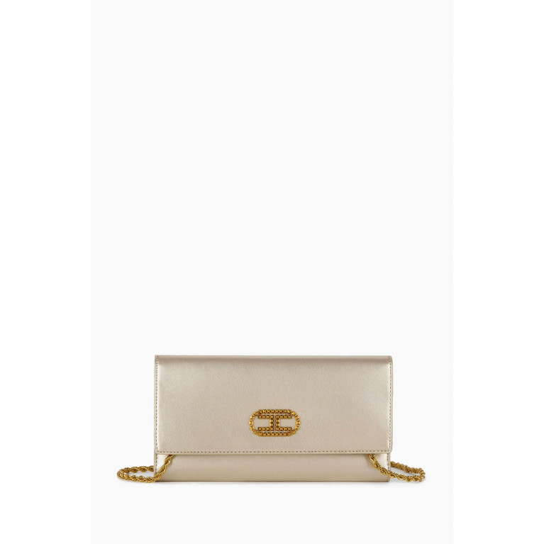 Elisabetta Franchi - Deep Night Maxi Wallet in Faux Leather Gold