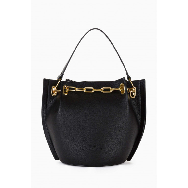 Elisabetta Franchi - Dune Bucket Bag in Faux Leather Black