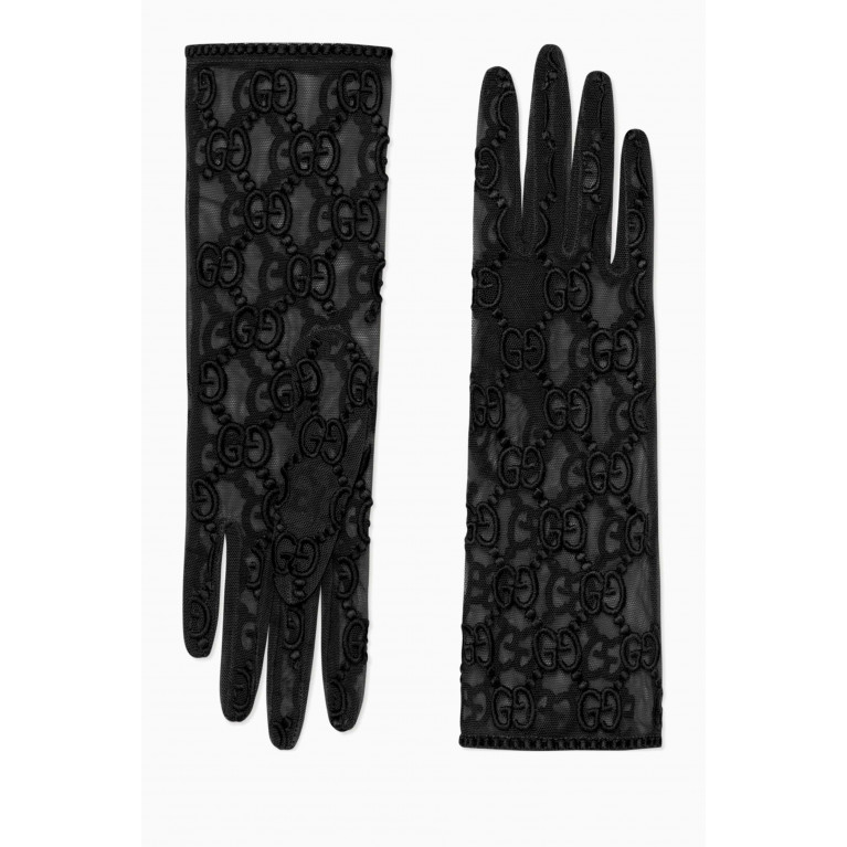 Gucci - GG Motif Gloves in Tulle