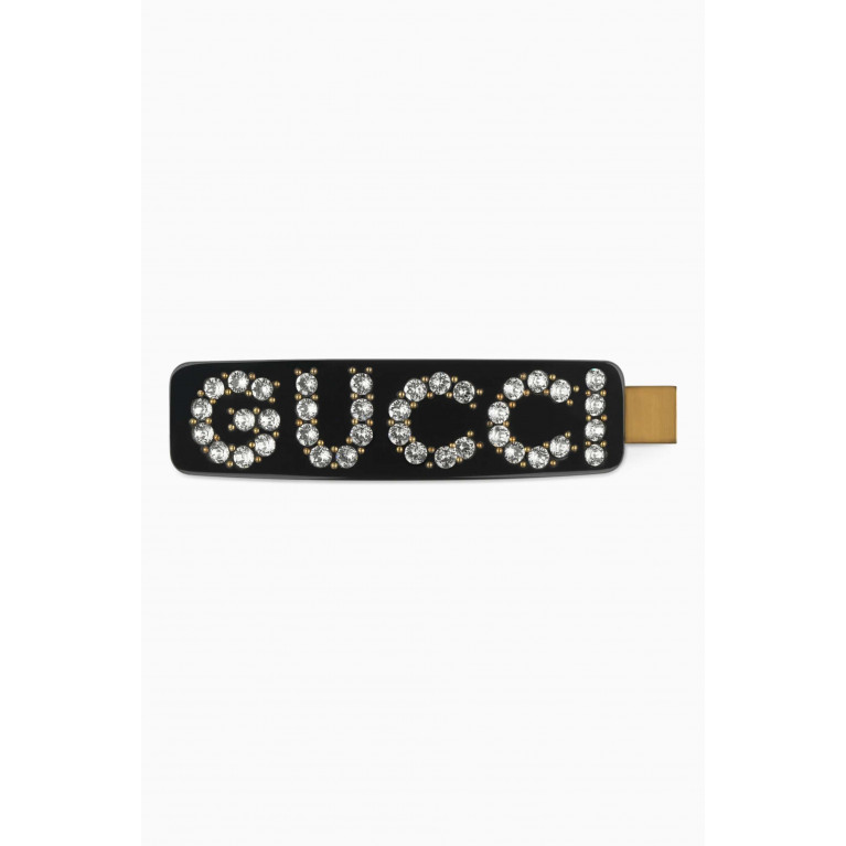 Gucci - Crystal Logo Hair Clip in Resin