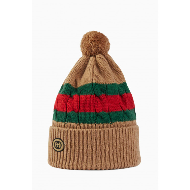 Gucci - Web Stripe Hat in Wool Knit