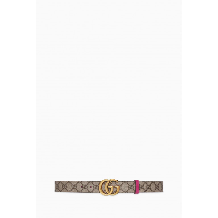 Gucci - GG Marmont Reversible Belt in Supreme Canvas & Leather
