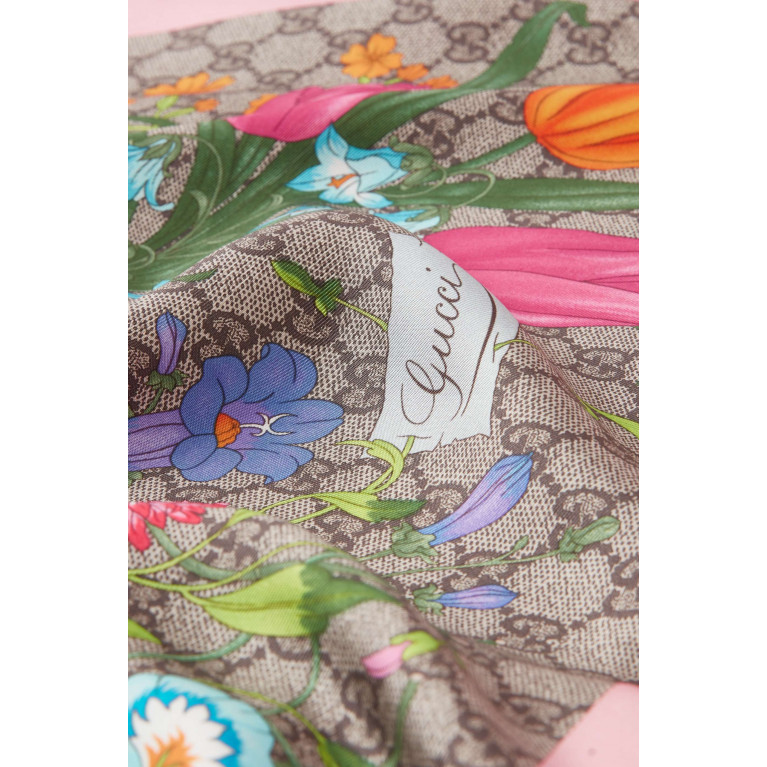 Gucci - GG Flora-print Scarf in Silk