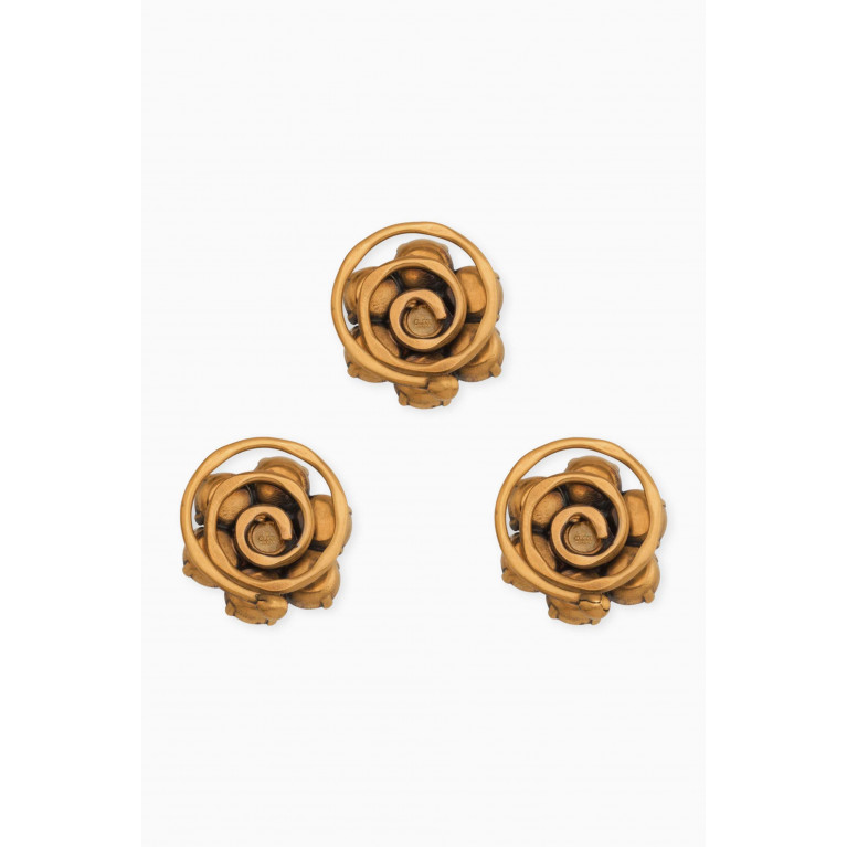 Gucci - Double G Crystal Flower Hair Clips in Metal, Set of 3