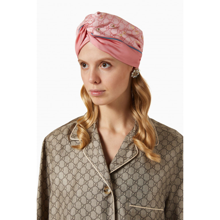 Gucci - Headband in Laminated Horsebit & GG Print Silk