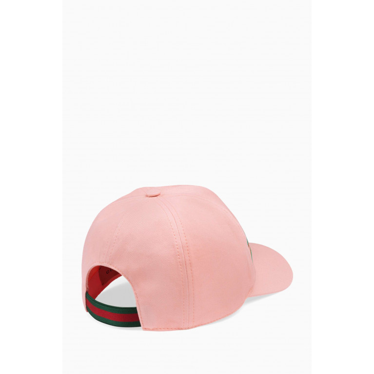 Gucci - Baseball Hat with Web Interlocking G in Cotton Canvas Pink