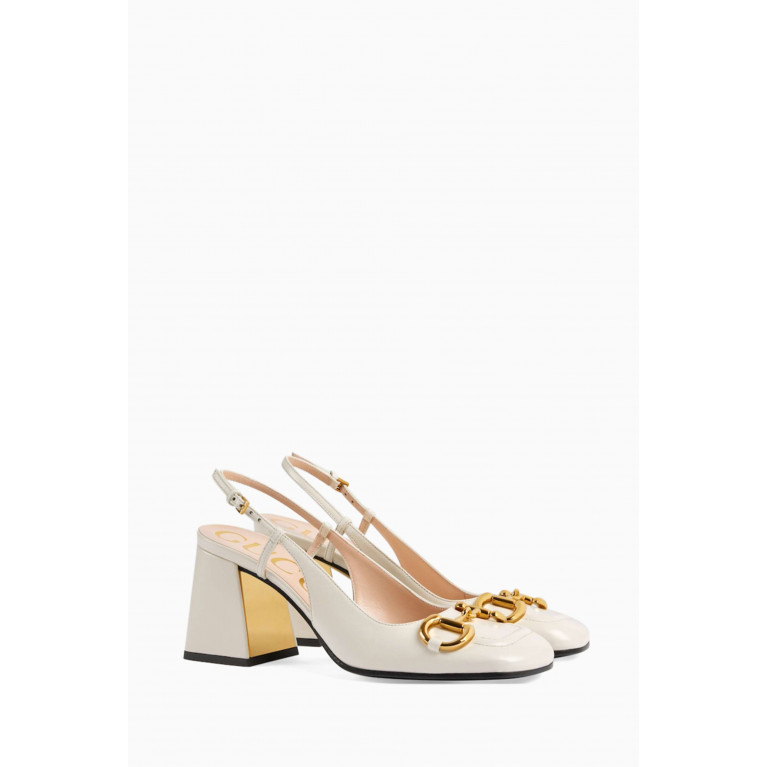 Gucci - Horsebit 75 Slingback Sandals in Smooth Leather