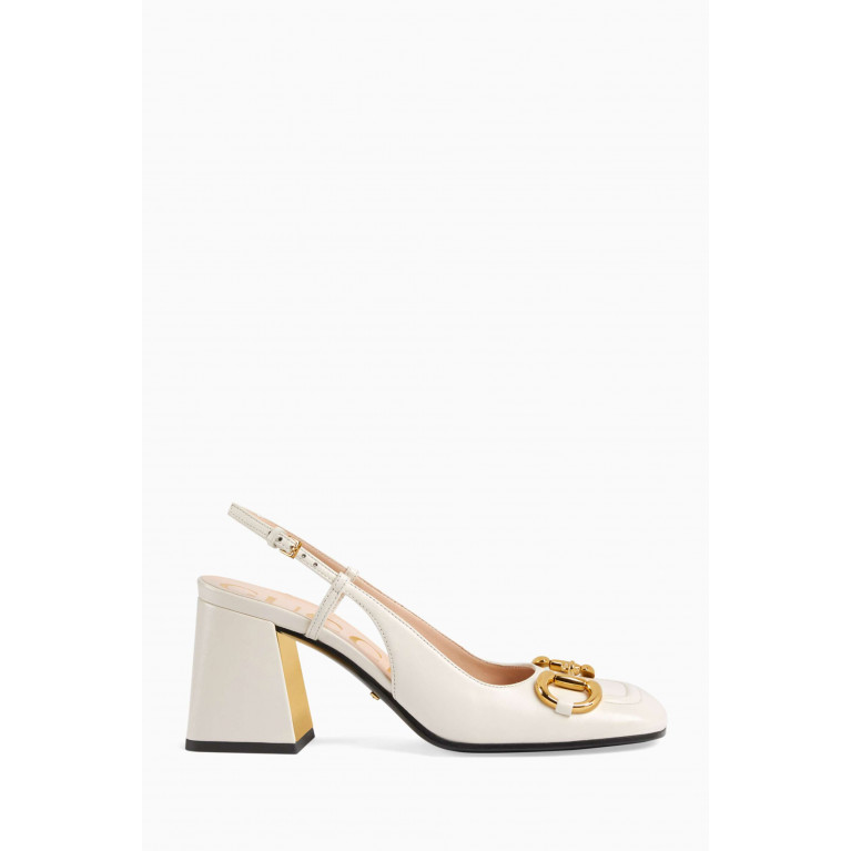 Gucci - Horsebit 75 Slingback Sandals in Smooth Leather
