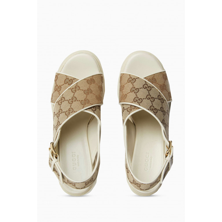 Gucci - GG Lug Sole 72 Platform Sandals in GG Supreme Canvas