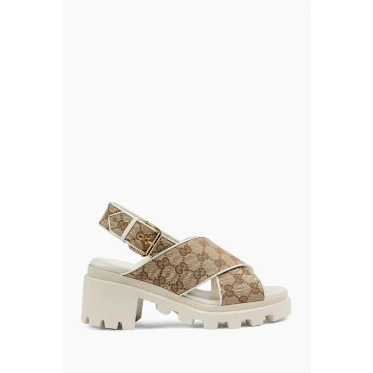 Gucci - GG Lug Sole 72 Platform Sandals in GG Supreme Canvas