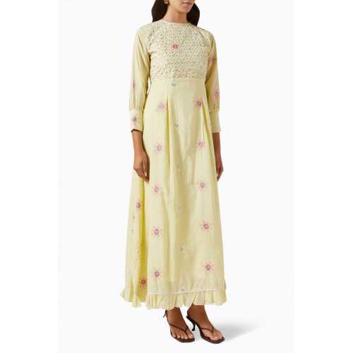 Miskaa - Embroidered Dress Yellow