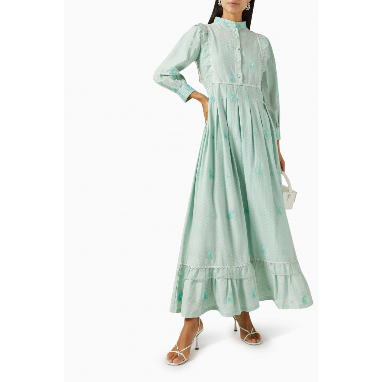 Miskaa - Embroidered Dress Green