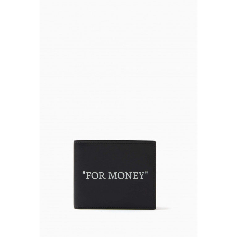 Off-White - "FOR MONEY" Bi-fold Wallet in Leather Black